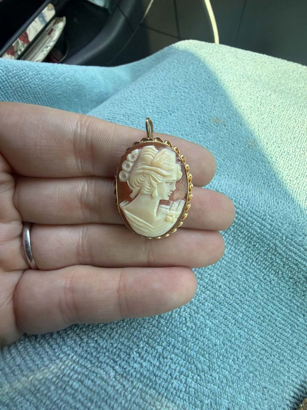Vintage Hand-Carved Shell Cameo Brooch and Pendant in 12K Gold Filled Setting